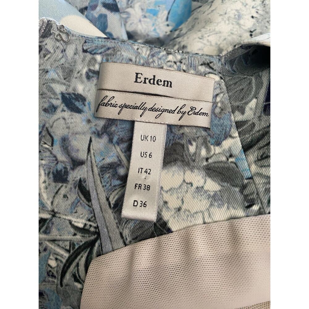 Erdem Blue Multi-Colored Floral Cap Sleeve Midi Dress UK 10/US 6 - - Picture 4 of 7